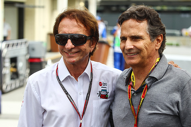 Emerson Fittipaldi e Nelson Piquet em dia de treinos do GP Brasil de F1