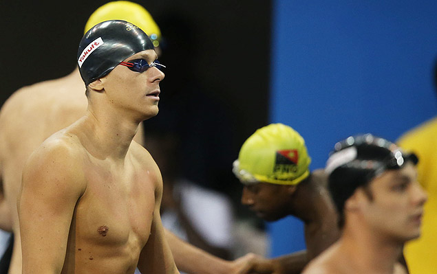 Cesar Cielo  um dos brasileiros participantes do Mundial de piscina curta no Qatar