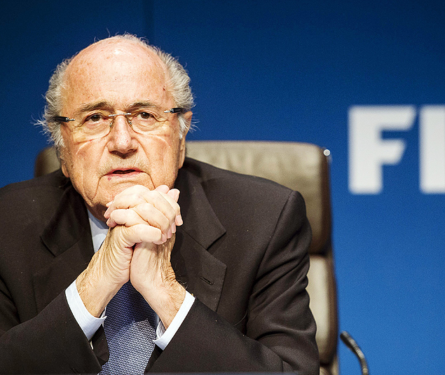 O presidente da Fifa, Joseph Blatter, durante coletiva de imprensa na sede da entidade