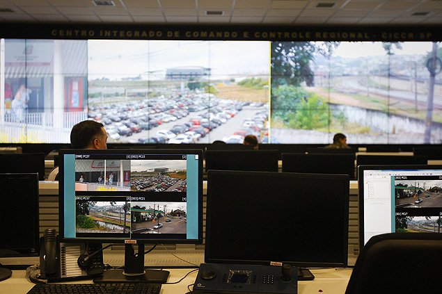 Foto do Centro de Comando Integrado de Monitoramento para a Copa