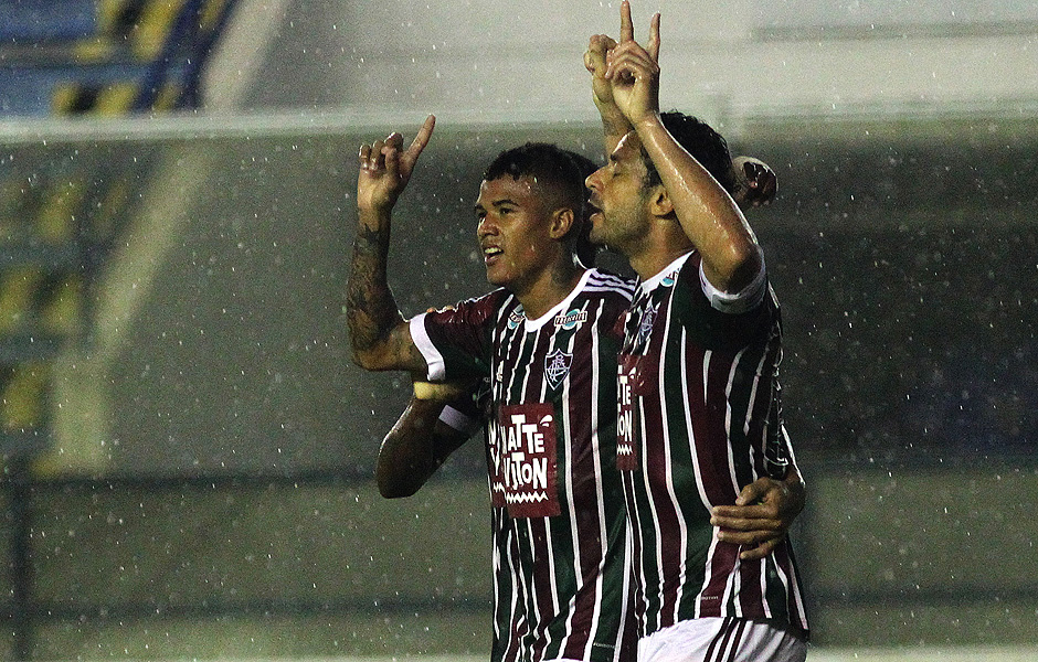 O atacante Fred comemora gol na vitria sobre o Barra Mansa pelo Estadual do Rio