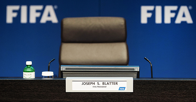 Cadeira do presidente da Fifa, Joseph Blatter, antes do anncio oficial em Zurique, na Sua