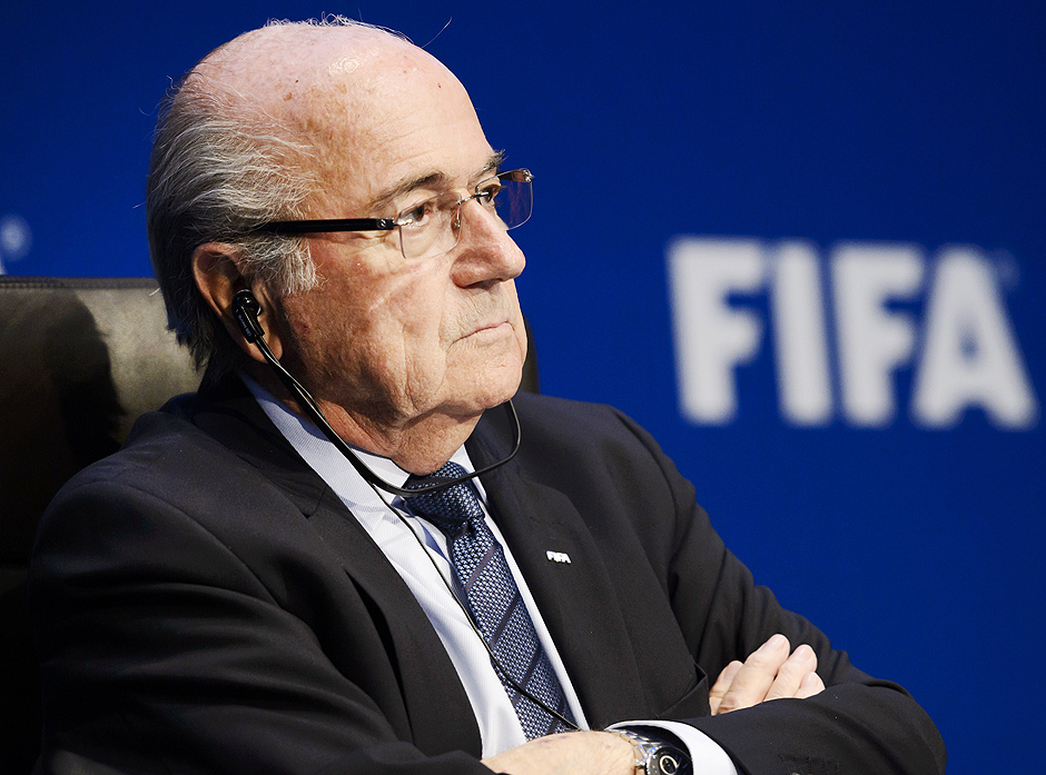 FIFA president Sepp Blatter looks on during a press conference on May 30, 2015 in Zurich after being re-elected during the FIFA Congress. Blatter said he was "shocked" at the way the US judiciary has targeted football's world body and slammed what he called a "hate" campaign by Europe's football leaders. AFP PHOTO / FABRICE COFFRINI ORG XMIT: FAB189