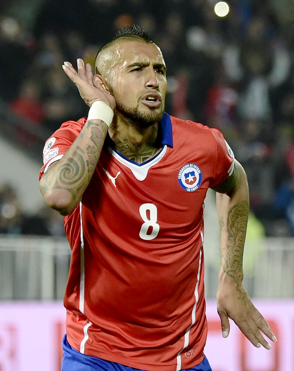 Vidal comemora o primeiro gol do Chile na Copa Amrica 2015