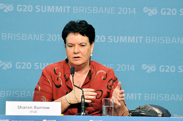 Sharan em conferência na reunião dos países do G20 em Brisbane, na Austrália
