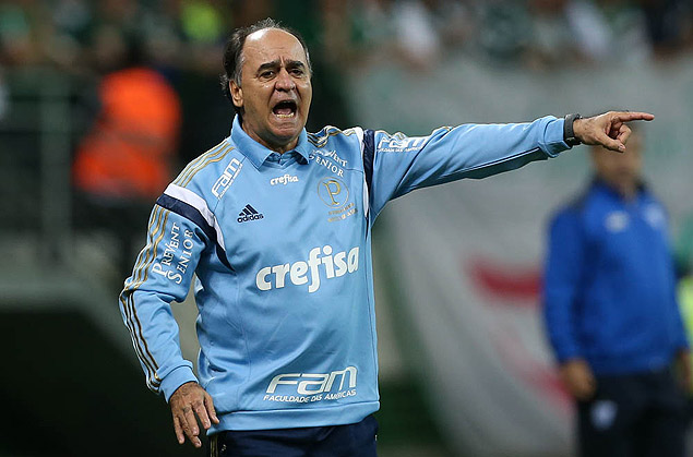 O técnico Marcelo Oliveira durante uma partida do Palmeiras