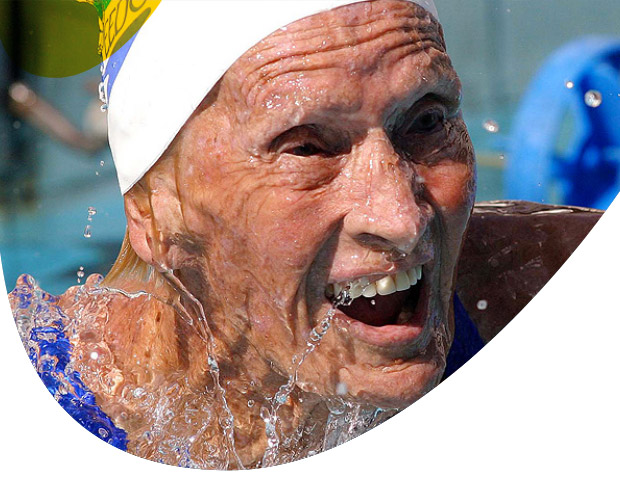 Maria Lenk aos 90 anos, nadadora foi a primeira brasileira a disputar uma Olimpada