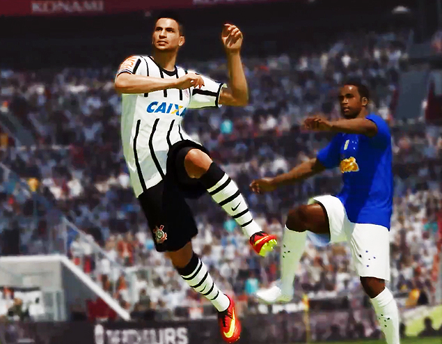 Jogador do Corinthians no jogo de videogame PES; clube terá exclusividade com a Konami