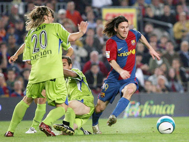 Messi durante jogo do Barcelona contra o Getafe, pelas semifinais da Copa do Rei de 2007
