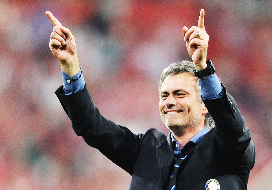 Mourinho comemora a conquista da Liga dos Campees/2009-2010, quando treinava a Inter de Milo