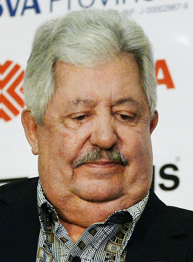 (FILES) - A picture taken on July 17, 2014 in Caracas shows Venezuela's football federation president Rafael Esquivel giving a press conference. Rafael Esquivel was among several football officials arrested, on May 27, 2015, suspected of receiving bribes worth millions of dollars. 