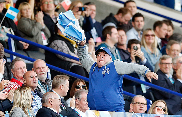 Rugby Union - Argentina v Tonga - IRB Rugby World Cup 2015 Pool C - Leicester City Stadium, Leicester, England - 4/10/15 Former footballer Diego Maradona in the stands Action images via Reuters / Andrew Boyers Livepic ORG XMIT: UKWXl5