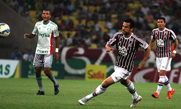 Fred em lance da partida entre Palmeiras e Fluminense