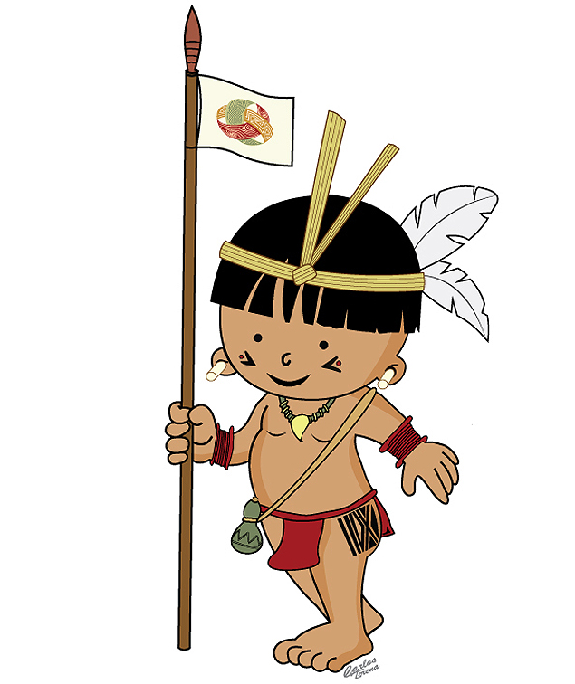 O índio Kaly é o mascote oficial dos Jogos Mundiais dos Povos Indígenas