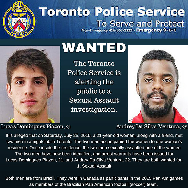 Polcia de Toronto, no Canad, procura dupla da seleo brasileira no Pan