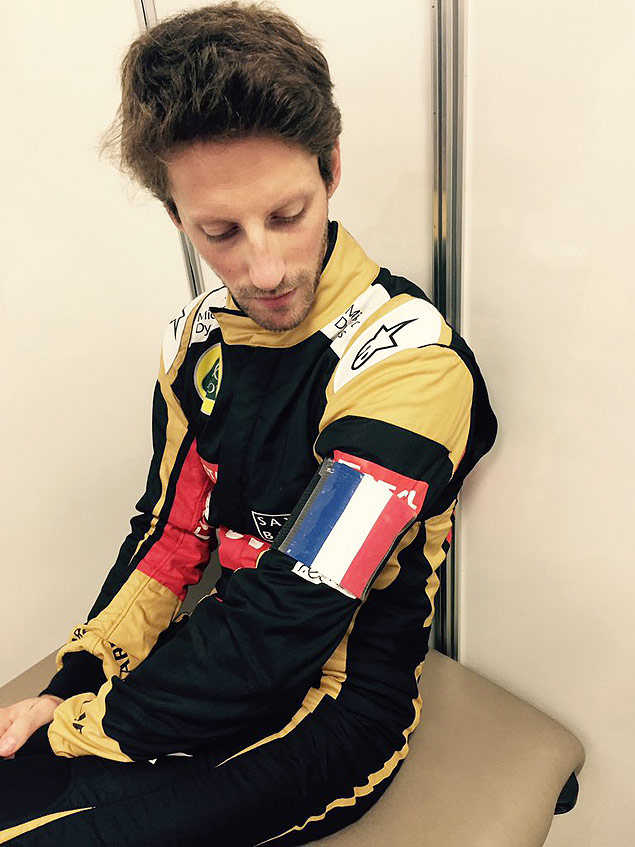 Romain Grosjean homenageia as vtimas dos atentados em Paris, em seu Twitter