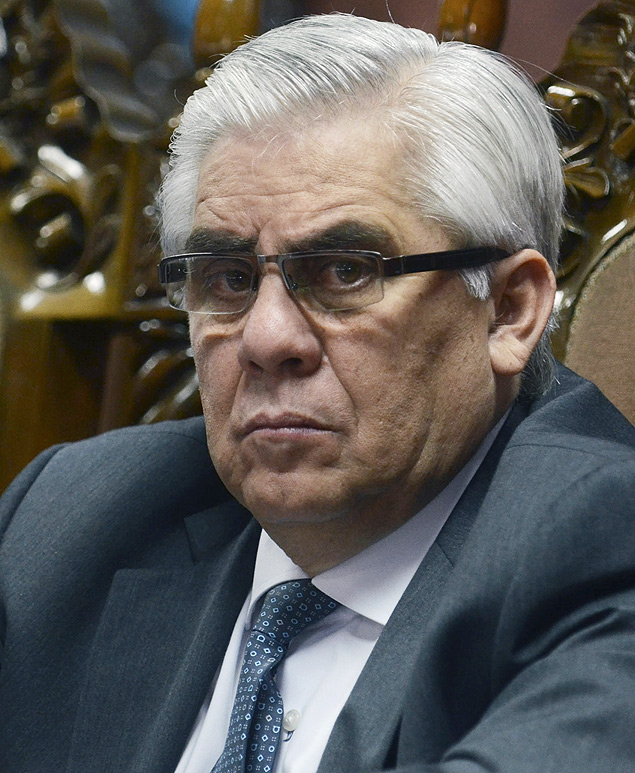 (FILE) Picture taken on March 3, 2015 of the Executive Secretary of the Football Federation of Guatemala, Hector Trujillo, during a hearing at the Constitutional Court in Guatemala City. Several senior FIFA officials --including Trujillo-- were among 16 more people indicted by US authorities on December 3, 2015, as the corruption scandal rocking football's governing body widened. AFP PHOTO/Cortesia El Periodico RESTRICTED TO EDITORIAL USE - MANDATORY CREDIT 