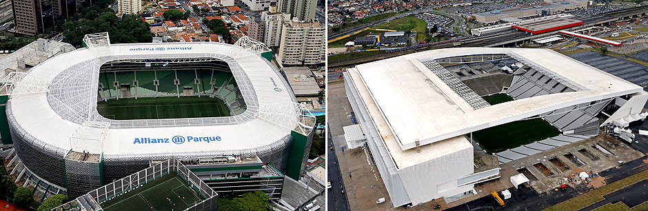 As arenas de Palmeiras e Corinthians
