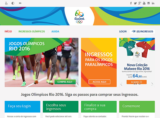 Reproduo do site de venda dos ingressos da Rio-2016