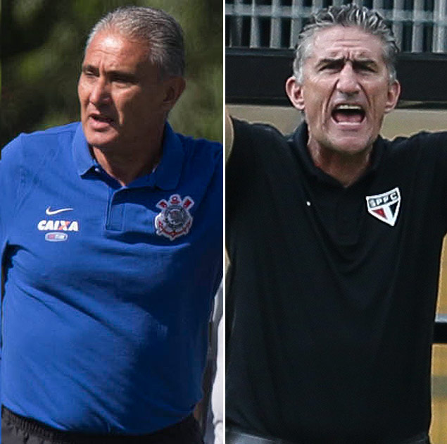 Tite, tcnico do Corinthians, e Bauza, treinador do So Paulo