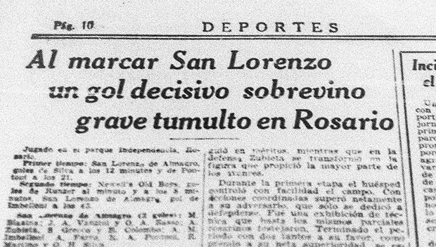 "Grave tumulto em Rosrio" - Jornal La Nacion (28 de outubro de 1946)