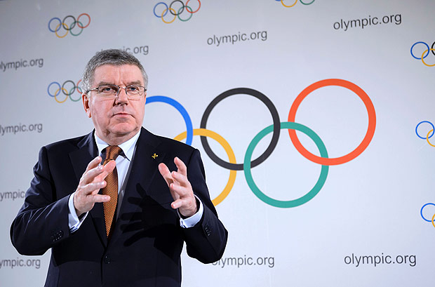 International Olympic Committee IOC President Thomas Bach attends a press conference closing an executive meeting on March 2, 2016 in Lausanne. French justice investigates since December on suspicion of bribery in the awarding of 2016 Rio and 2020 Tokyo Olympics a judicial source told AFP, confirming a report in British newspaper The Guardian. / AFP / FABRICE COFFRINI ORG XMIT: FAB323