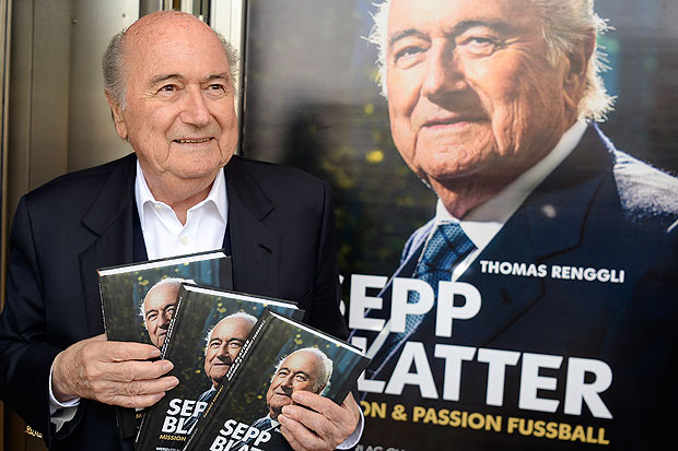 O ex-presidente da Fifa Joseph Blatter, durante lanamento de seu livro "Sepp Blater: Mission and Passion Fussball"