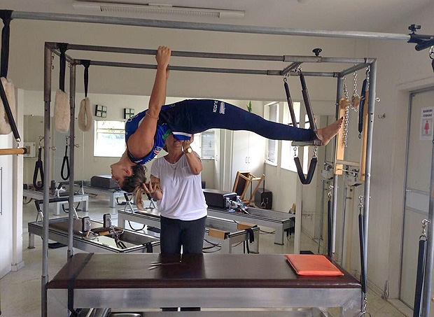 Entre um treino e outro a gente ainda arruma um gs pro pilates 👊🏾🔝💪🏾... Com a professora top Margareth @ginastika 😉😊