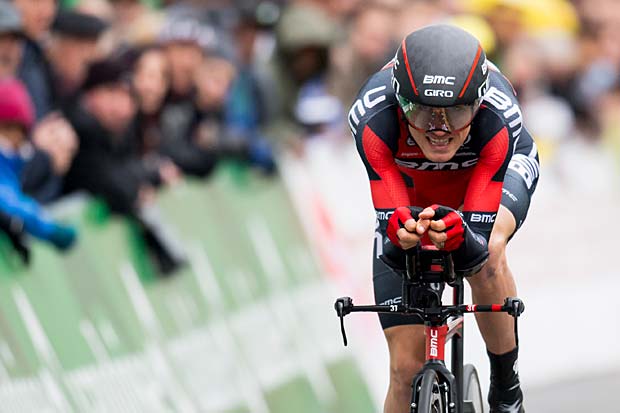 Tejay Van Garderen from the USA of team BMC in action during the prologue, a 3,95 km race against the clock, at the 70th Tour de Romandie UCI ProTour cycling race in La Chaux-de-Fonds, Switzerland, Tuesday, April 26, 2016. (Jean-Christophe Bott/Keystone via AP) ORG XMIT: LON837