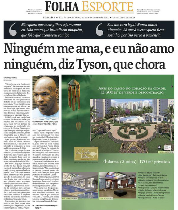 Entrevista exclusiva de Mike Tyson  Folha em 2005