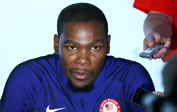 2016 Rio Olympics - Basketball - Main Press Centre - Rio de Janeiro, Brazil - 04/08/2016. Kevin Durant (USA) of the U.S. attends a news conference. REUTERS/Lucy Nicholson ORG XMIT: OLYN44