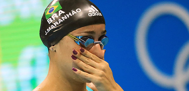 2016 Rio Olympics - Swimming - Preliminary - Women's 200m Butterfly - Heats - Olympic Aquatics Stadium - Rio de Janeiro, Brazil - 09/08/2016. Joanna Maranhao (BRA) of Brazil prepares for her heat. REUTERS/Dominic Ebenbichler FOR EDITORIAL USE ONLY. NOT FOR SALE FOR MARKETING OR ADVERTISING CAMPAIGNS. ORG XMIT: OLYCN73