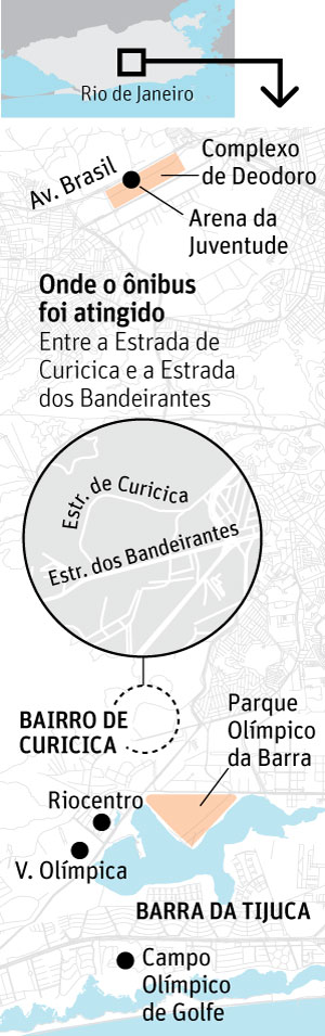 Onde o ônibus com jornalistas foi atingido no Rio