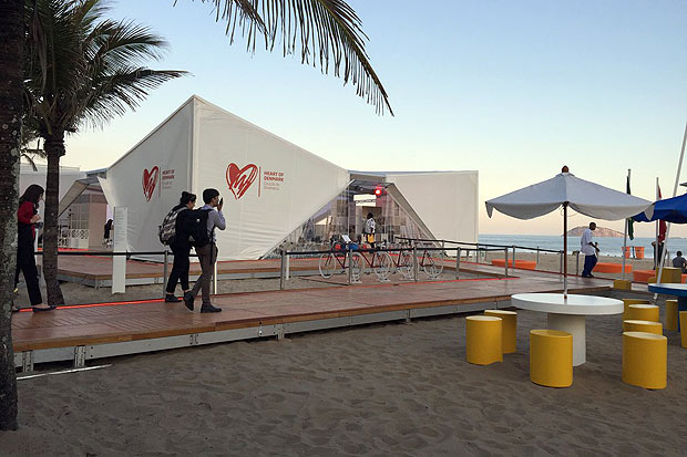 Pavilho da Dinamarca na praia de Ipanema, montado para os Jogos Olmpicos do Rio