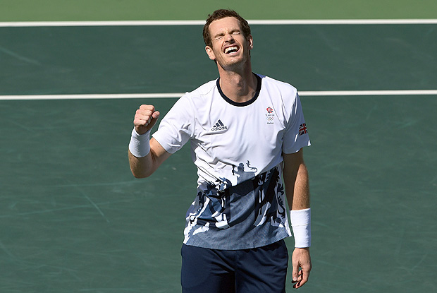 O tenista britnico Andy Murray durante partida da semifinal do tnis masculino nos Jogos Olmpicos do Rio-2016