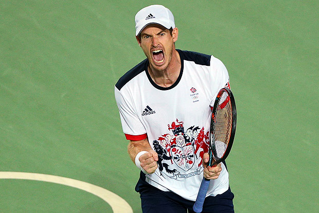 2016 Rio Olympics - Tennis - Final - Men's Singles Gold Medal Match - Olympic Tennis Centre - Rio de Janeiro, Brazil - 14/08/2016. Andy Murray (GBR) of Britain reacts during match against Juan Martin Del Potro (ARG) of Argentina. REUTERS/Kevin Lamarque FOR EDITORIAL USE ONLY. NOT FOR SALE FOR MARKETING OR ADVERTISING CAMPAIGNS. ORG XMIT: OLYN2816