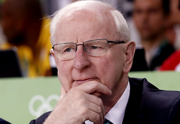 (FILES) This file photo taken on August 07, 2016 shows President of the European Olympic Committees (EOC) Patrick Hickey looking on during a judo event match during the Rio 2016 Olympic Games in Rio de Janeiro on August 7, 2016. Brazilian police arrested on August 17, 2016 Olympic Council of Ireland (OCI) president Patrick Hickey concerning an alleged involvement in illegally passing on tickets for the games to unoffical vendors, media reports said. / AFP PHOTO / Jack GUEZ