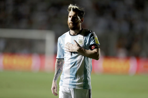 Messi comemora gol na vitria sobre a Colmbia