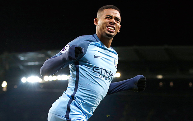 Britain Soccer Football - Manchester City v Tottenham Hotspur - Premier League - Etihad Stadium - 21/1/17 Manchester City's Gabriel Jesus celebrates scoring but the goal is then disallowed Reuters / Andrew Yates Livepic EDITORIAL USE ONLY. No use with unauthorized audio, video, data, fixture lists, club/league logos or 