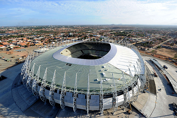 Vista aérea do estádio Arena Castelão, em Fortaleza (CE)