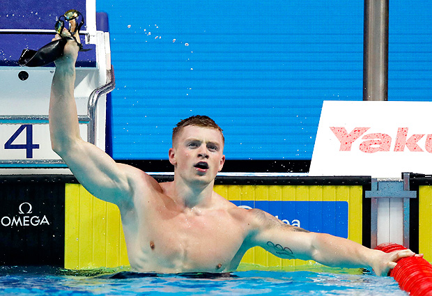 Swimming - 17th FINA World Aquatics Championships - Men's 100m Breaststroke final - Budapest, Hungary - July 24, 2017 - Adam Peaty of Britain reacts after coming first. REUTERS/Laszlo Balogh ORG XMIT: VLD514