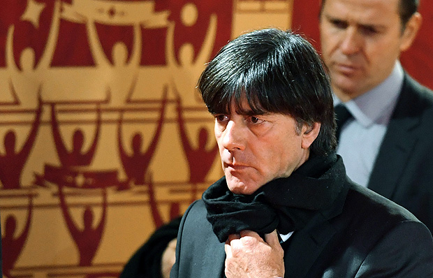 Germany's national football team coach Joachim Loew arrives to attend the Final Draw for the 2018 FIFA World Cup football tournament at the State Kremlin Palace in Moscow on December 01, 2017. / AFP PHOTO / Kirill KUDRYAVTSEV