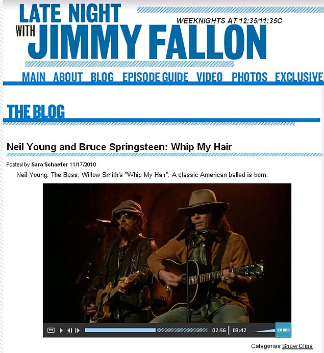 http://www.latenightwithjimmyfallon.com/blogs/2010/11/neil-young-and-bruce-springsteen-whip-my-hair/ / Neil Young and Bruce Springsteen: Whip My Hair