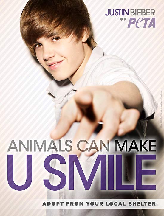 Justin Bieber aparece em campanha do Peta crédito: Reprodução