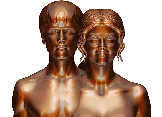 Justin and Selena as one / escultura de Daniel Edwards