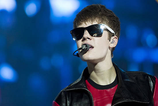O cantor canadense Justin Bieber durante show no estádio do Morumbi, em São Paulo