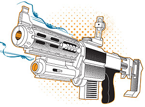 Ilustração da arma de brinquedo Nerf