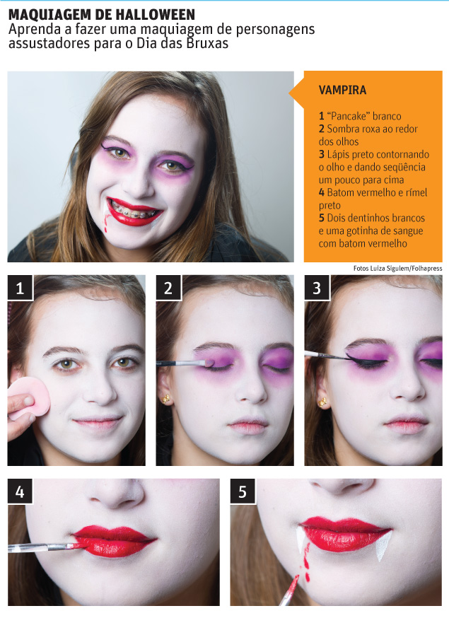 Aprenda três opções de maquiagem para o Halloween - 29/10/2021 - Folhinha  Halloween Dia Das Bruxas Maquiagem Tutorial Passo A Passo Make - Fotografia  - Folha de S.Paulo