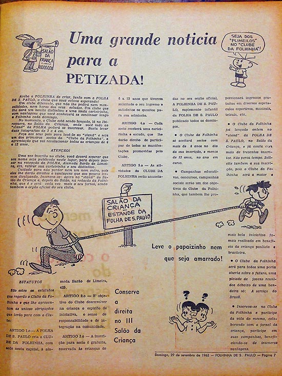 Reproduo da pgina da quarta edio da Folhinha, de 29 de setembro de 1963