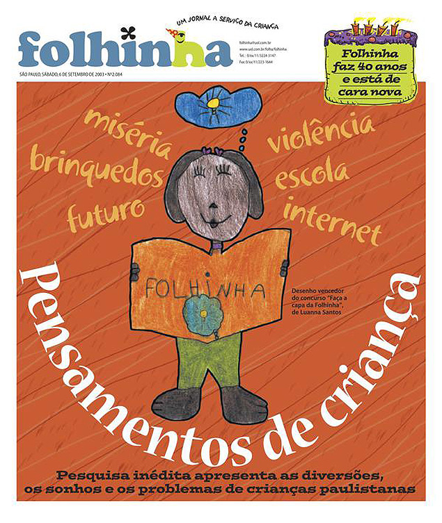 Desenho de Luanna G. Santos, que estampou a capa de 40 anos da "Folhinha"